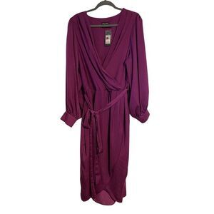 City Chic Magenta Faux Wrap Dress With Belt Women’s Size 18 Career Office Church